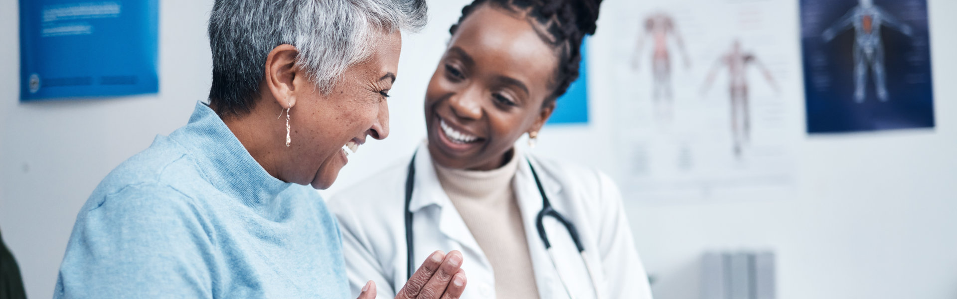 woman and elderly talking